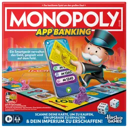 Monopoly App Banking Brettspiel - Deutsche Fassung, Modernes Gesellschaftsspiel für Kinder ab 8 Jahre, Für 2-6 Spieler