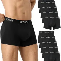YESWEL Herren Boxershorts 10er Pack, Baumwolle, Ohne Zettel, Atmungsaktive Retroshorts (10x Schwarz, M)