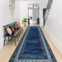 IMIYOKU Rutschfester Teppich für Küche, Flur & Wohnzimmer, waschbar, modernes geometrisches Design, 80x300cm