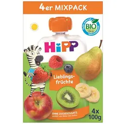 HiPP Bio Quetschie Mixpack Lieblingsfrüchte, 16 Stück, ab 1 Jahr, ohne Zuckerzusatz, beste Bio-Qualität