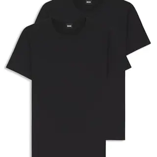 BOSS Herren T-Shirt, 2er Pack, Rundhals, Modern, Schwarz, Größe L