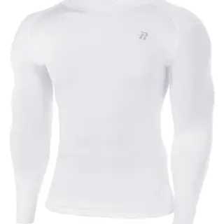 Runhit Kompressionsshirt Herren Langarm, UV-Schutz, atmungsaktiv, Lauf- und Sportshirt, Weiß, M