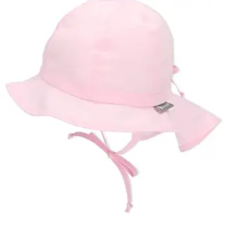 Sterntaler Sonnenhut für Mädchen, Sommerhut mit UV-Schutz 50+, breiter Krempe, Größenregulierung, Nackenschutz, Bindebänder, Bio-Popeline, puderrosa, Größe 51