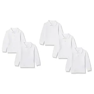 Amazon Essentials Jungen Piqué-Poloshirts 5er-Pack, Weiß, 4 Jahre