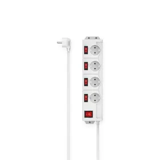 Hama Steckdosenleiste 4-fach mit Schalter, Wandmontage, 1,4 m Kabel