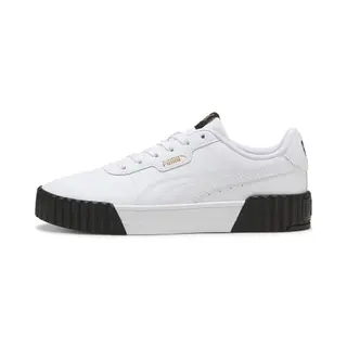 PUMA Damen Carina 3.0 Sneaker in Weiß, Gold & Schwarz, Größe 38 EU