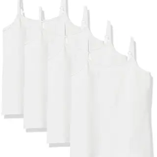 Amazon Essentials Mädchen Lagen-Camisole, 4er-Pack, Weiß, 6-7 Jahre