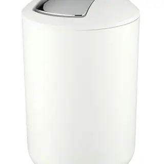 WENKO Kosmetikeimer Brasil L, 6,5 l, Bad-Mülleimer mit Schwingdeckel, BPA-frei, weiß