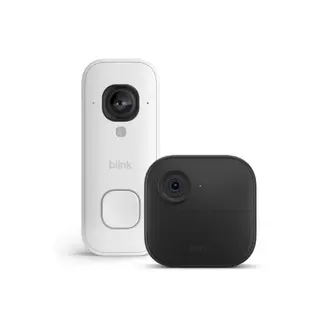 Blink Outdoor 4-Kamera-Set mit Videotürklingel 2K+ (festverdrahtet), Weiß, inkl. Sync Module Core