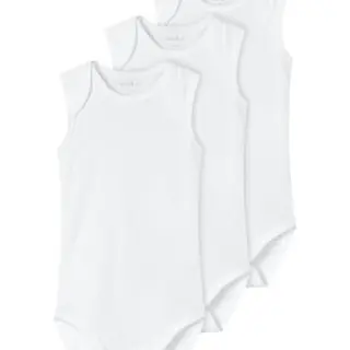 NAME IT Unisex Baby Nbnbody 3P Tank Strampler - Weiß, 50 EU