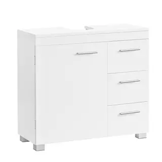VASAGLE Badezimmerschrank, 3 Schubladen, 2 Türen, 30x70x64 cm, Badezimmer-Unterschrank in Weiß