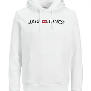 JACK & JONES Herren Sweat Hood mit Logo, Kapuzenpullover, Weiß, Größe S
