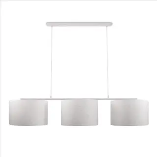 Paco Home Tisch- & Stehlampe, Pendellampe, rundes Stoffschirm, modern, beige/weiß, 3-flammig, E27, Ø38cm