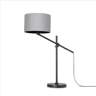 Paco Home Tischlampe Stehlampe aus Stoff, modern, stilvoll, in Grau/Schwarz, E27, für Wohnzimmer, Esszimmer und Schlafzimmer