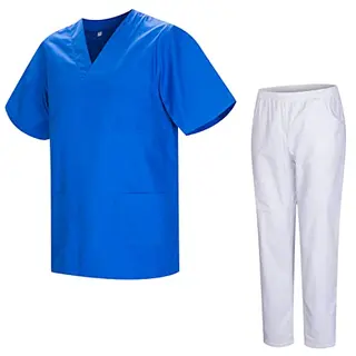 MISEMIYA Unisex Medizinisches Scrub-Set Oberteil und Hose Blau Royal XX-Large
