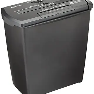 Amazon Basics Aktenvernichter, Streifenschnitt, 7-8 Blätter, Schwarz