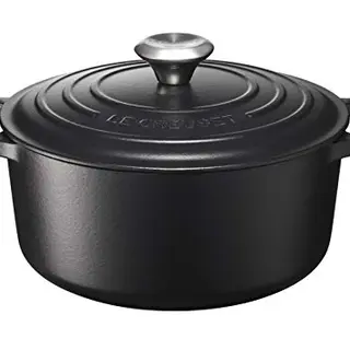Le Creuset Gusseisen-Bräter mit Deckel, 24 cm, rund, Induktion geeignet, 4,2 l, schwarz