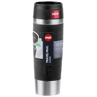 Emsa Travel Mug Classic 0,5L | Edelstahl | 6h heiß, 12h kalt | 100% dicht | Schwarz