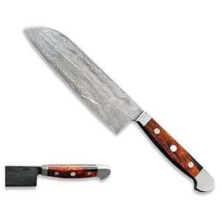 GÜDE Solingen Santoku Messer aus Damaststahl, 18 cm, Wüsteneisenholz, Handmade Germany