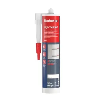 fischer Montageklebstoff High Tack AC, wasserbasierter Kleber, weiß, 310 ml