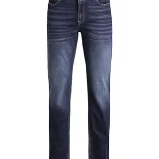 JACK & JONES Jeans Regular Fit Mid Waist mit heller Naht - Blau, Größe W33 L34