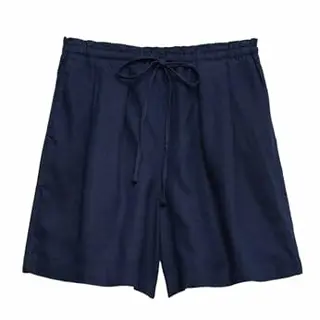 Marks & Spencer Damen Shorts mit hohem Leinenanteil und hohem Bund, Marineblau, Gr. UK 12