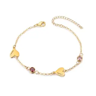 Personalisiertes Armband mit Namen und Geburtsstein für Damen, Herz-Anhänger, Schmuckgeschenk für Mama, Tochter, Ehefrau, Muttertag, Jahrestag, Weihnachten