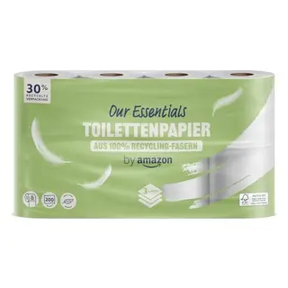 ECO Toilettenpapier 3-lagig, 100% Recycelt, 8 Rollen, FSC-Zertifiziert