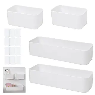 LANSKYLAN 4 Stück Aufbewahrungsboxen für Dusche und Küche, Selbstklebendes Duschregal ohne Bohren