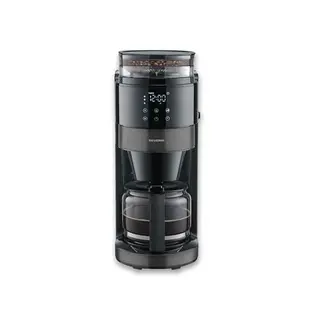 Severin Filter-Kaffeemaschine mit Glaskanne, Mahlwerk und 1,25L Füllmenge – bis zu 10 Tassen, Tropf-Stopp, Aroma, automatischer Abschaltung, LED-Display, 900W, dark inox/schwarz