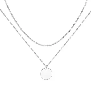 LOLIAS Damen Silber 925 Halskette 2er Set Wasserfest mit Münz-Anhänger