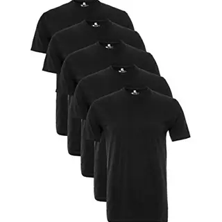 Lower East Basic Rundhals T-Shirts für Herren (5er oder 10er Pack) - 100% Baumwolle, viele Farben, Schwarz
