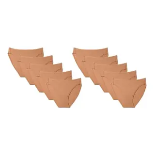 Amazon Essentials Damen Unterhosen aus Baumwoll-Stretch, 10er Pack, Hochgeschnitten, Bronze