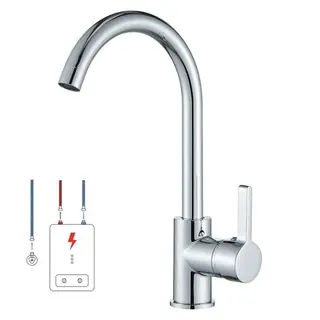 Hevenaov Küchenarmatur Edelstahl SUS304, 360° drehbar, Einhebel-Mischer, für Spüle, Boiler, Chrom, Silber