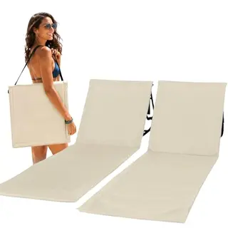 Intimo Living 2er Set faltbare Strandliege, bequeme Liegestühle mit Rückenlehne, leicht und verstellbar, inkl. Tragetasche – Beige, 152x51cm