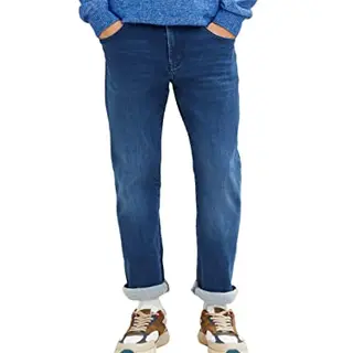 TOM TAILOR Herren Marvin Straight Jeans, 36W / 30L - Used Mid Stone Blue Denim