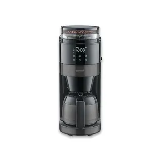 Severin Filter-Kaffeemaschine mit Thermokanne, 1L, bis zu 8 Tassen, Tropf-Stopp, Aroma, Abschaltung, LED, 900W, schwarz