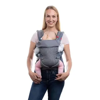 YOU+ME 4-in-1 Babytrage für Neugeborene bis Kleinkind (3,6–14,5 kg) - Ergonomisch und atmungsaktiv (Grau)