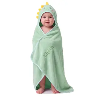 Jeweidea Personalisiertes Baby-Kapuzenhandtuch mit Namen, Korallenfleece, Badeponcho für Jungen & Mädchen, Neugeborene Geschenke, Grüne Farbe