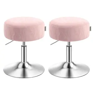 VASAGLE Schminkhocker 2er Set, verstellbar, drehbar, bequem, modern, pastellrosa