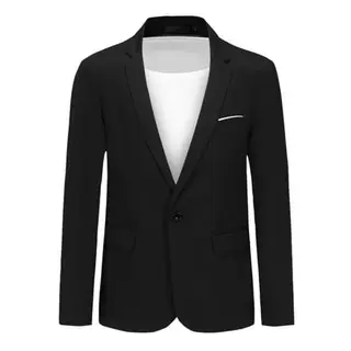 Herren Sakko aus Baumwolle, sportlich, Slim Fit, leicht, Freizeit- und Business-Jacke, Schwarz, Größe M