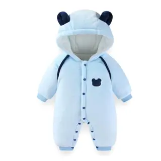 Baby-Schneeanzug mit Kapuze, Bärenfleece, warmer Winterbody für Neugeborene 6-9 Monate