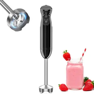 Bonsenkitchen Pürierstab 1000W - Elektrischer Stabmixer mit 2 Geschwindigkeiten für Smoothies, Suppen und Babynahrung, Schwarz