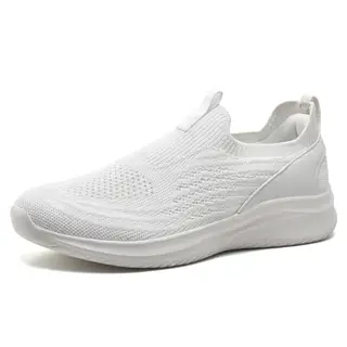 TIOSEBON Damen Walking Tennisschuhe, bequeme atmungsaktive Mesh Sneakers, Slip-Ons, Weiß, EU 40