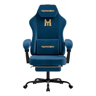 YAMOBO Gaming Stuhl Stoff in Blau mit Fußstütze