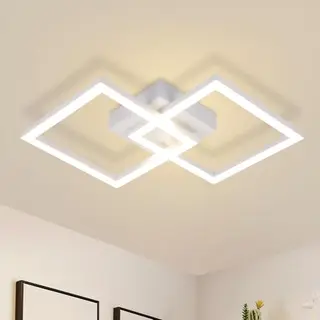 Homefire LED Deckenlampe - Moderne 24W Deckenleuchte für Küche, Wohnzimmer und Flur, warmweiß, eckig, weiß