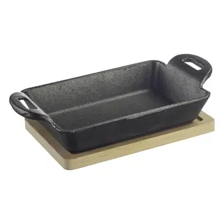 Westmark Gusseiserne Tapas- und Auflaufform, 300 ml, für alle Herdarten inkl. Induktion & Grill, mit Bambus-Untersetzer