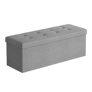 SONGMICS Sitzhocker mit Stauraum, klappbare Bank, 38 x 110 x 38 cm, belastbar bis 300 kg, für Wohnzimmer, Schlafzimmer, Flur, aschgrau