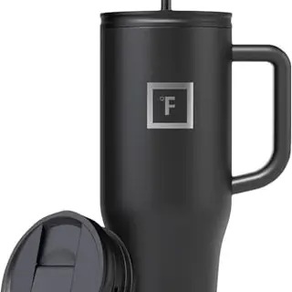 Isolierter Trinkbecher mit Strohhalm, Deckel und Griff - 1,2L, thermo, doppelwandig Edelstahl, BPA-frei, kühlt 11h, eisgekühlt 48h