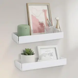 OTraki Wandregal ohne Bohren, 2 Stück, selbstklebend, weiß, 31 cm, für Küche, Bad, Wohnzimmer